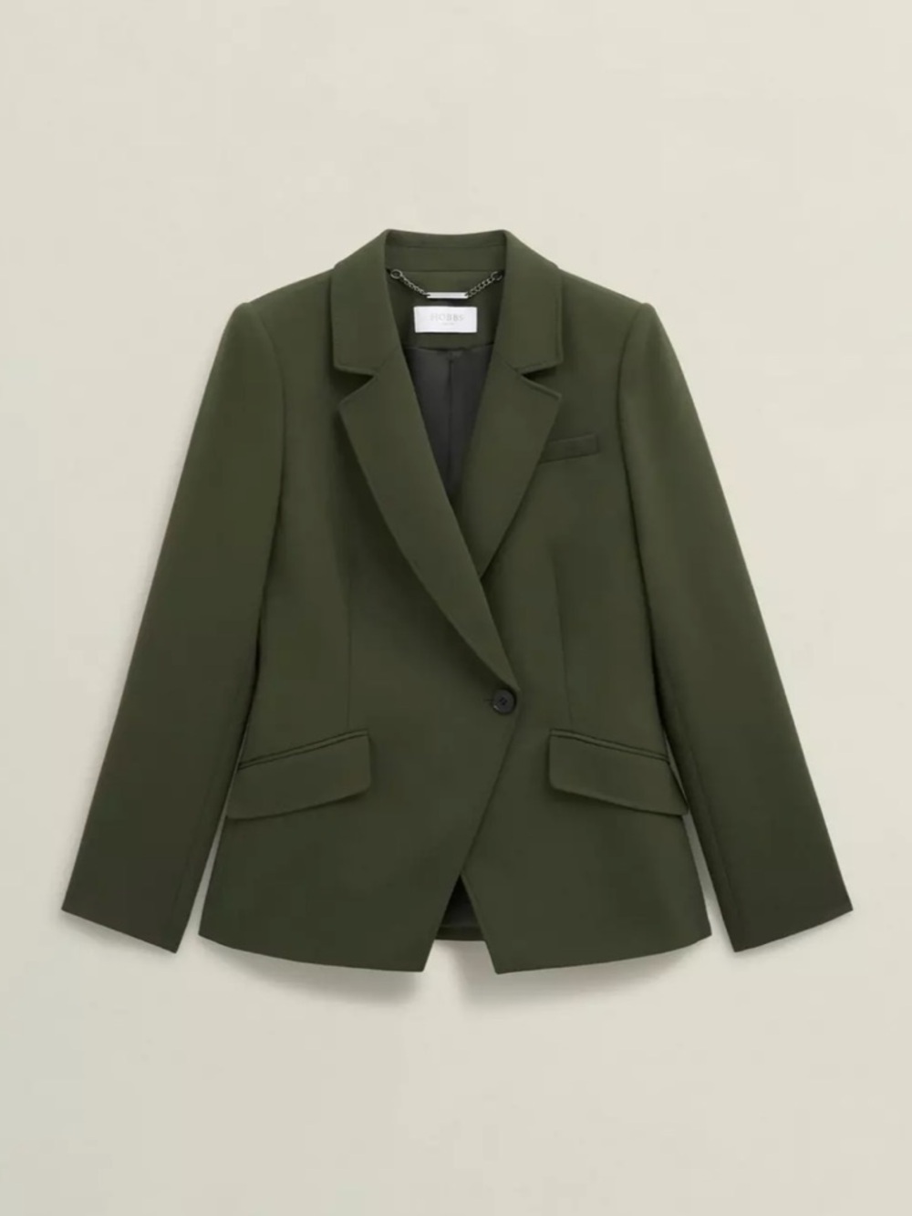 Structured Olive Green Single-Button Blazer - Women's Tailored Jacket